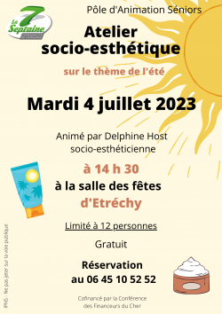 Atelier socio-esthétique - Pôle animation Séniors | 04 juillet ETRECHY