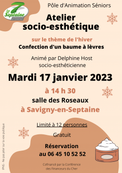 Atelier socio-esthétique Pôle d&#039;Animation Séniors 17 janvier 2023