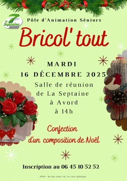 Atelier Bricol&#039;tout | Pôle Seniors La Septaine | 16 décembre 2025