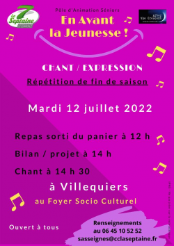 Atelier CHANT - Pole d'Animation Seniors | 12 juillet