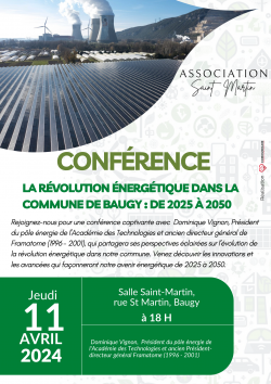 CONFÉRENCE : LA RÉVOLUTION ÉNERGÉTIQUE À BAUGY