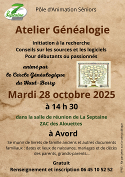 Atelier généalogie [ Pôle d'Animations Séniors de La Septaine