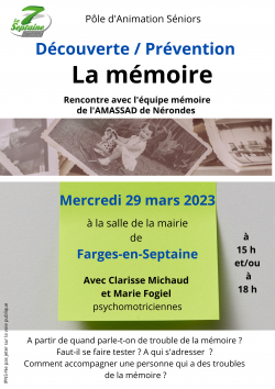 Découverte / Prévention LA MEMOIRE | 29 mars 2023