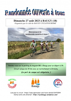 RANDONNEE A VELO OUVERTE A TOUS !