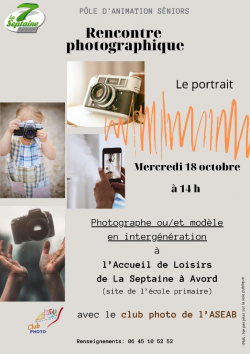 Pôle d&#039;Animation Séniors | atelier photographique | 18 octobre 2023