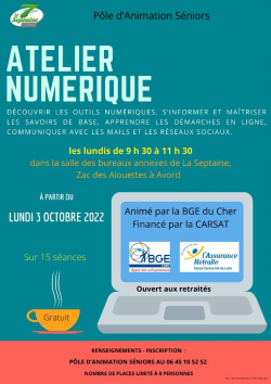 Ateliers numériques | Ateliers Séniors | à partir 3 octobre