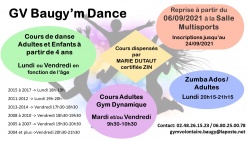 Reprise des cours Baugy'm Dance