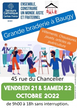 Grande braderie du secours Catholique 21 et 22 octobre 2022