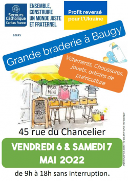 Grande braderie à la boutique Solidaire 6 et 7 mai 2022