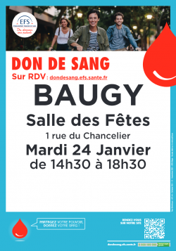 Collecte de sang 24 janvier 2023 à BAUGY