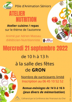 Atelier nutrition | pôle d'Animation Séniors