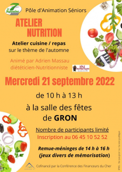 Atelier nutrition | pôle d&#039;Animation Séniors