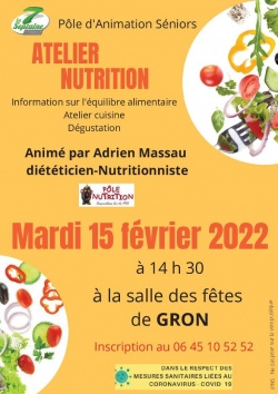 Atelier nutrition - Pôle d&#039;animation Séniors