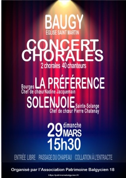 Annulé - Concert chorales en l&#039;Eglise Saint-Martin à Baugy